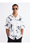 Blue Regular Fit Short Sleeve Patterned Men's Shirt