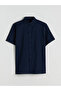Navy Blue Regular Fit Short Sleeve Dobby Men's Shirt from Plus-Store - 5