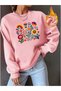 Women's Anatolian Flowers Printed Oversize Crew Neck Sweatshirt