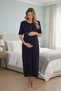 New Season Navy Blue Short Sleeve Full Length Buttoned Summer Design Maternity Maternity Dressing Gown Nightgown Set of 2 - 5