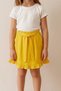 Girl's Yellow Ruffled Skirt with Pockets and Bow, Elastic Waist, Comfortable Model, April 23, October 29 Show