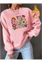 Women's Anatolian Flowers Printed Oversize Crew Neck Sweatshirt