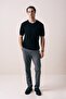 Crew Neck Black Ribbed Men's Knitwear T-Shirt - 2