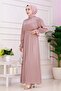 Glittery Alya Evening Dress with Flounce Sleeves - Rose-Dry