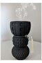 Modern Matte Black Geometric Incense Burner – Triple-Tiered Textured Oud Bakhoor Holder with Decor - 3