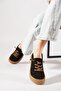 Mertev Rubber Tied Toe Genuine Leather Women's Shoes Black Nubuck - 3