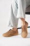 Mertev Rubber Tied Toe Genuine Leather Women's Shoes Beige Nubuck - 2