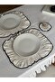 4-Piece Natural Linen Embroidered Rectangular Placemat / American Service Set - 4