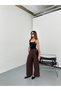 New Season Linen Fabric Wide-Leg Pants with Elastic Waist and Double Buttons - 4