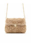 Handmade Plush Shoulder Bag, Small Women's Bag with Gold Chain