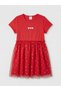 Red crew neck tutu dress for girls - 2