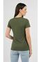 Women's Short Sleeve V-Neck Body Shirt Army Green - 6
