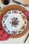 Antique Rose 6-Person 25 cm Special Design Premium Porcelain Serving Plate Set with Burgundy Floral Pattern - 3