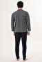 3130 Navy Blue Large Size Men's Pajama Set - 4