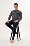 3136 Navy Blue Large Size Men's Pajama Set