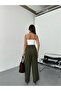 New Season Woven Fabric Double Buttoned Extra Wide Leg Palazzo Pants with Elastic Back - 3