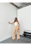 New Season Woven Fabric Double Buttoned Extra Wide Leg Palazzo Pants with Elastic Back - 2