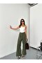 New Season Woven Fabric Double Buttoned Extra Wide Leg Palazzo Pants with Elastic Back - 4