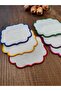 Colorful Embroidery White Fabric Suitable for Embroidery Linen Etamine Fabric Coffee Side Cocktail Presentation Napkin Set of 6 - 3