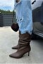 Veluxe Women's Heeled Boots Light Brown Matte Leather - 3