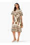 Belted Midi Shirt Dress with Printed Design - 3