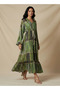 Kaftan Maxi Tie-Up Detail Dress with Paisley Print - 2