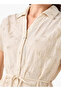 Belted Midi Shirt Dress with Embroidered Design - 2
