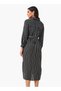 Striped Women Shirt Dress with Tie-Up Belt - 4