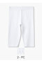 Pack of 2 Mid-Rise Knee Length Leggings with Elasticated Waistband