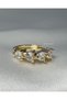 Set of 3 Heart Stone Row Steel Hoop Earrings - Golden Triple Heart Huggie Set - 3