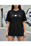 Unisex 100% Cotton Oversize Black T-Shirt with Brown Print - 2