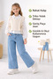Mi̇ss 797-02-26 Girl's Stone Embroidered Collar Shirt, Knitwear Vest and Wide-Legged Pants 3-Piece Set - 2
