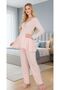 New Season Powder Stylish Lace Detailed Long Sleeve Special Design Maternity Pajama Set - 6