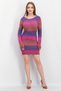 Women U-Neck Long Sleeve Tie Dye Sweater Dress, Multicolor - 4