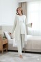 Women's Lace Double-Breasted Collar 3-Piece Maternity Pajama Set with Dressing Gown - 6