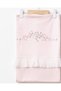 Floral Embroidered Pleated Detailed Organic Double Layer Baby Blanket 85X85 cm 100% Cotton Baby Girl - 6