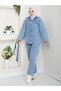 Women's Belted Double Denim Set with Pants - 3