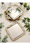 Daztek Silver 6-Piece Stainless Steel Gold Frame Coffee Presentation Tray Serving Decorative Tray