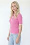 Women's Polo Collar Buttoned Short Sleeve Knitwear Blouse - 4