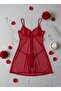 Vespera Red Tulle Nightgown with Back Tie Detail