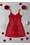Vespera Red Tulle Nightgown with Back Tie Detail - 2