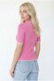 Women's Polo Collar Buttoned Short Sleeve Knitwear Blouse - 2