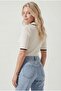 Women's Polo Collar Buttoned Short Sleeve Knitwear Blouse - 3