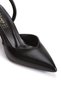 Women's Black Faux Leather Thin Heeled Pointed Toe Open Back Stylish Evening Dress Stilettos - 4