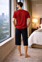 Polo Repubi̇ca 95% Cotton Short Sleeved Men's Capri Pajama Set 3413 - 2