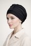 Ready-Made Bonnet Hijab with Bridge Design in Black - Ready-Made Bonnet Shawl Scarf - 4