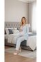 New Season Blue Long Sleeve Elegant Lace Embroidered Design Maternity Pajama Set - 4