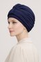 Ready-Made Bonnet Hijab with Bridge in Navy Blue - Ready-Made Bonnet Shawl Scarf