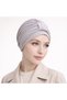 Ready-Made Bonnet Hijab with Bridge Design in Gray - Ready-Made Bonnet Shawl Scarf