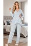 New Season Blue Long Sleeve Elegant Lace Embroidered Design Maternity Pajama Set